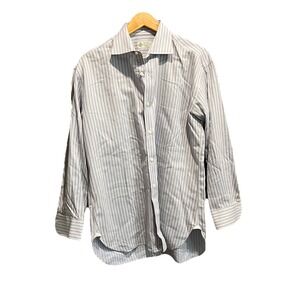 Luigi Borrelli Light Blue Striped Men's Button‎ Down Shirt Size 15.5 / 39